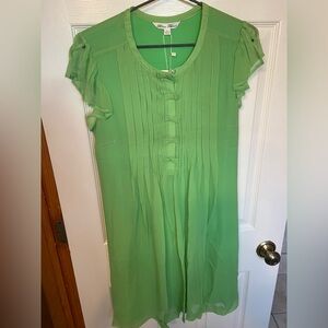 Blue Tassel Green Pleated Dress | Flutter Sleeve | NWT